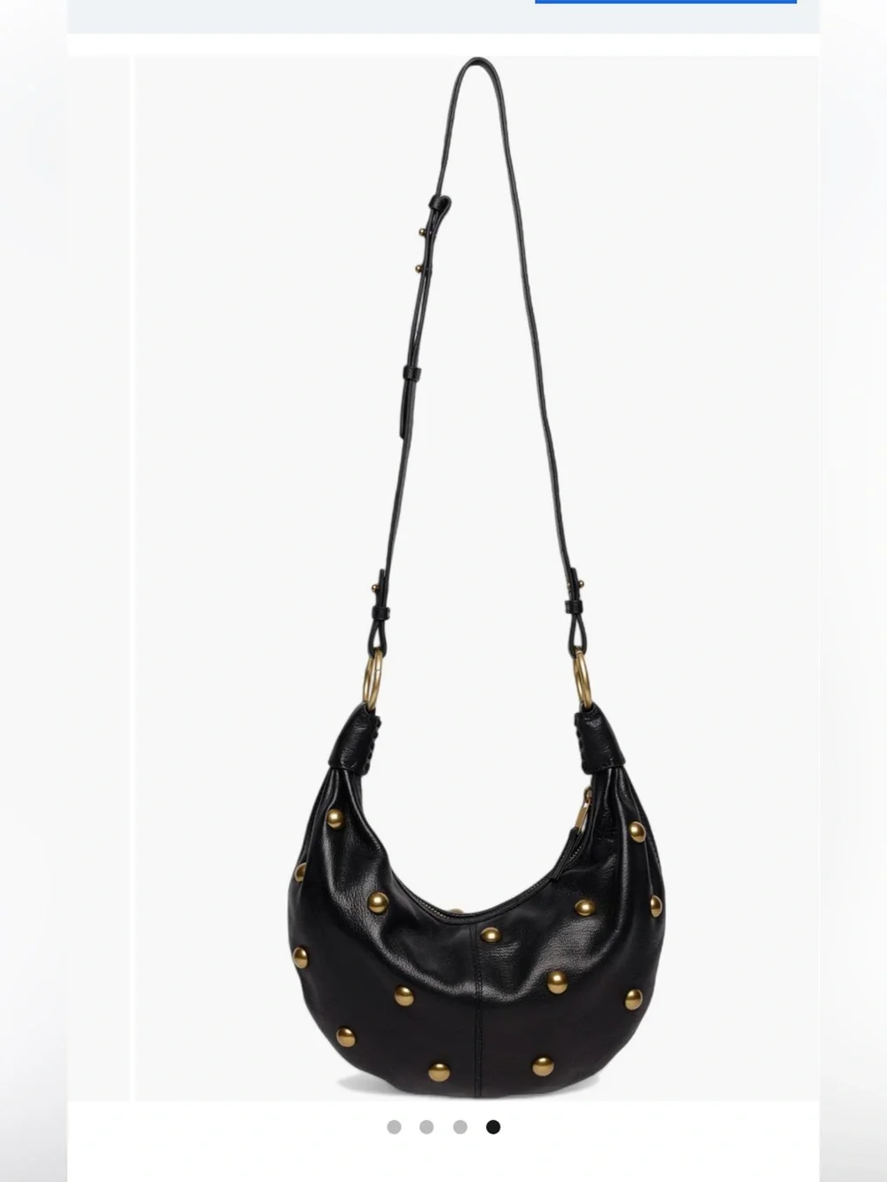 Walter Baker Brown Leather Hobo with Silver Stud Ring Handle